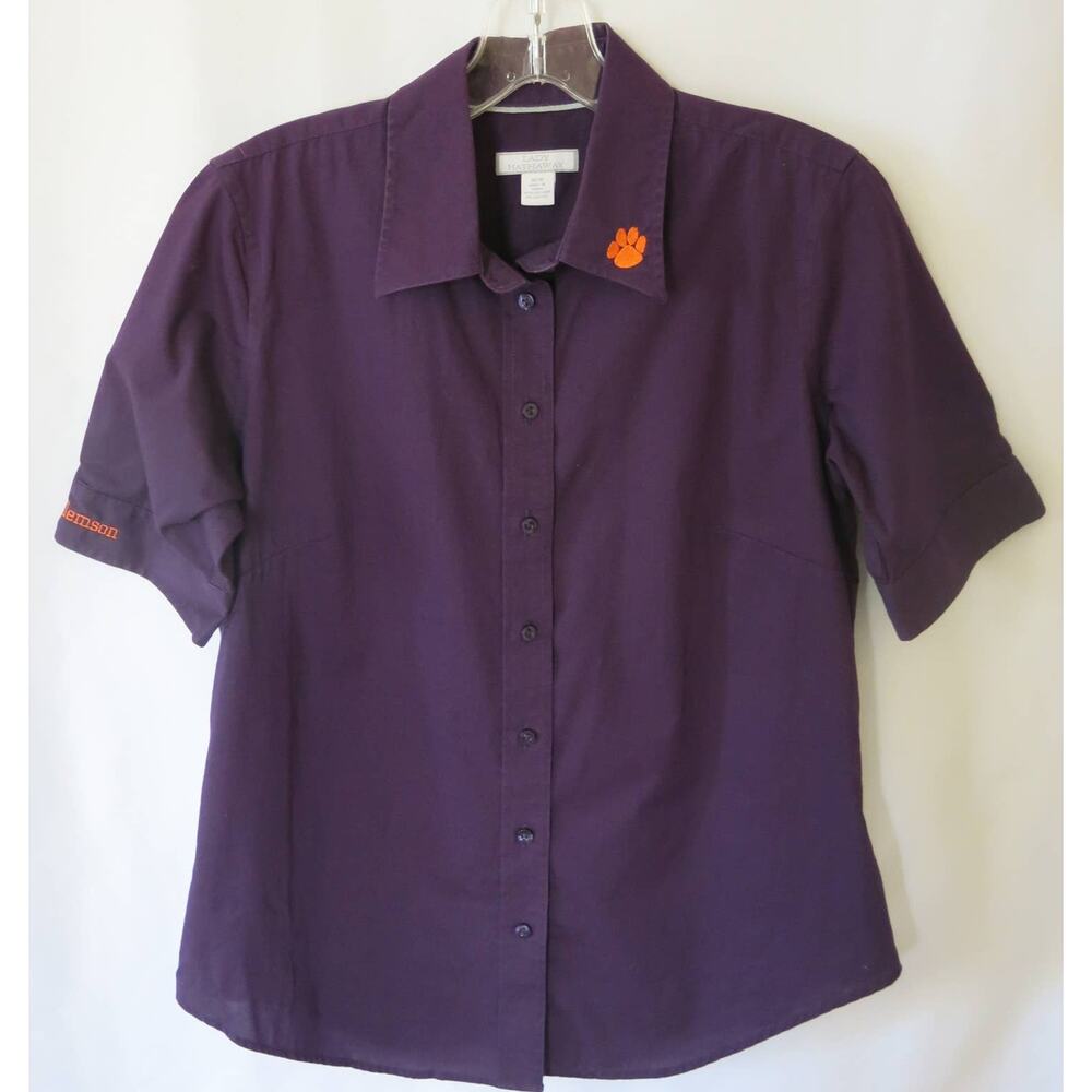 SOUTH CAROLINA CLEMSON TIGERS Button Down Shirt Size M Women's Purple Logo